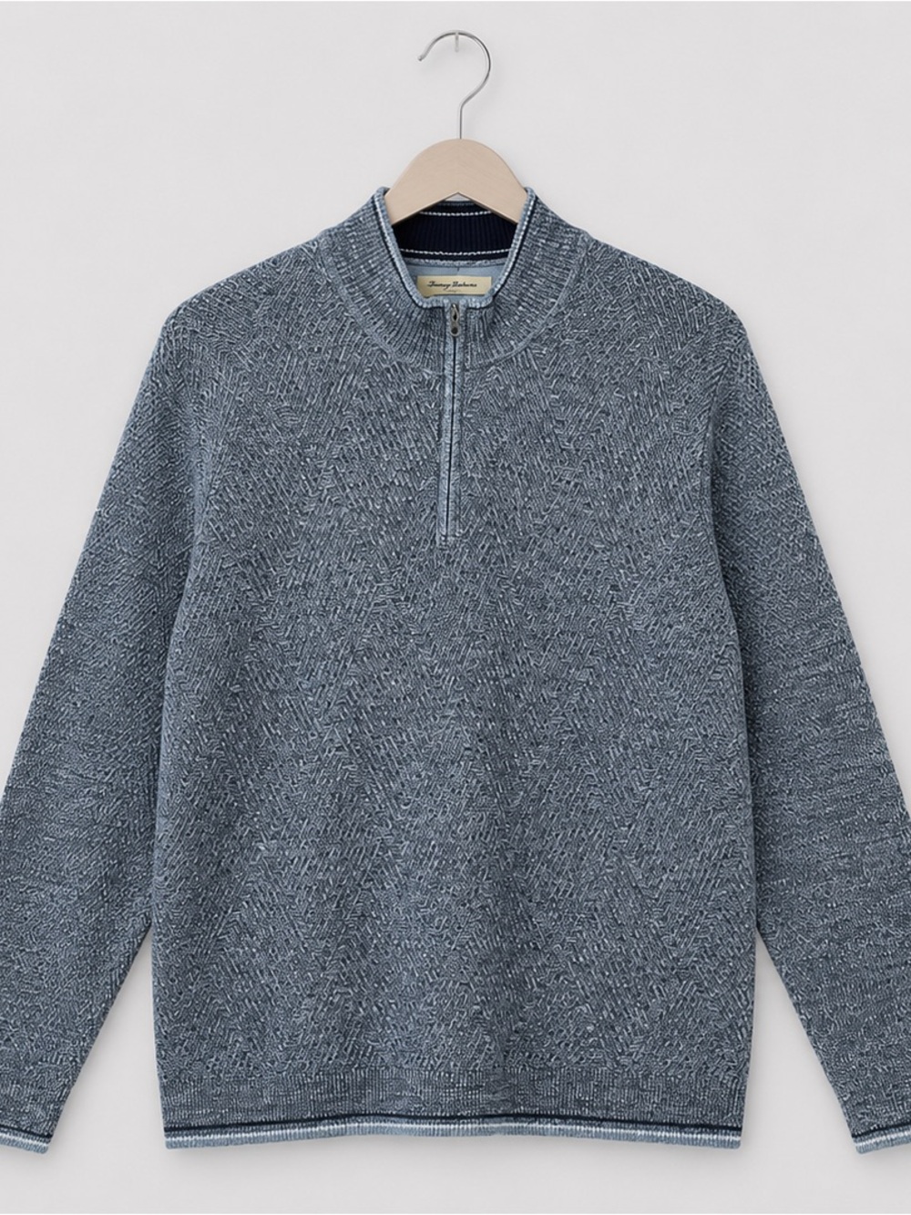 Tommy Bahama Men's Heathered Navy Quarter-Zip Knit Sweater